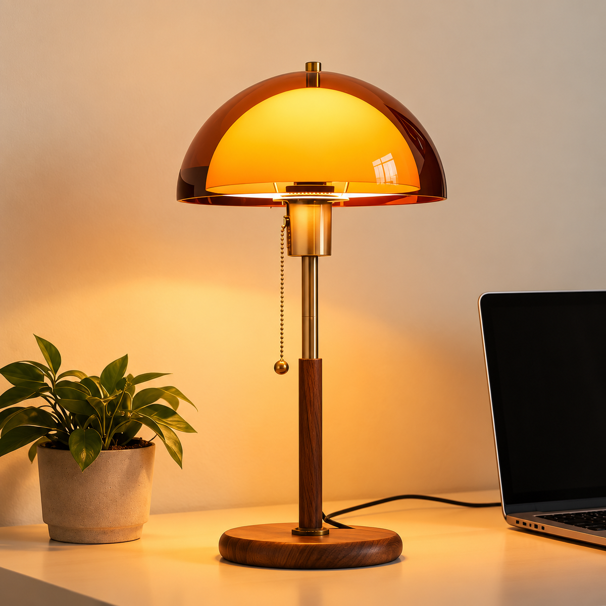 Bauhaus Amber Dome Lamp