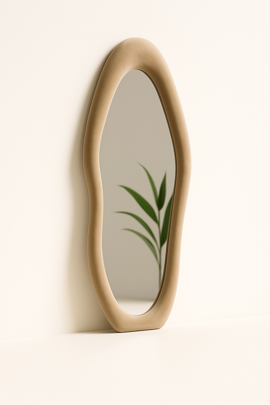 Full Length Mirror, 63" X 24" Wall Mirror, Flannel Wrapped Wood Frame - Wavy Full Body Mirror for Bedroom, Living Room & Cloakro