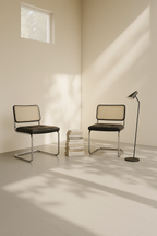 The Omi Rattan Chair — Modern Chrome Frame Set of 4
