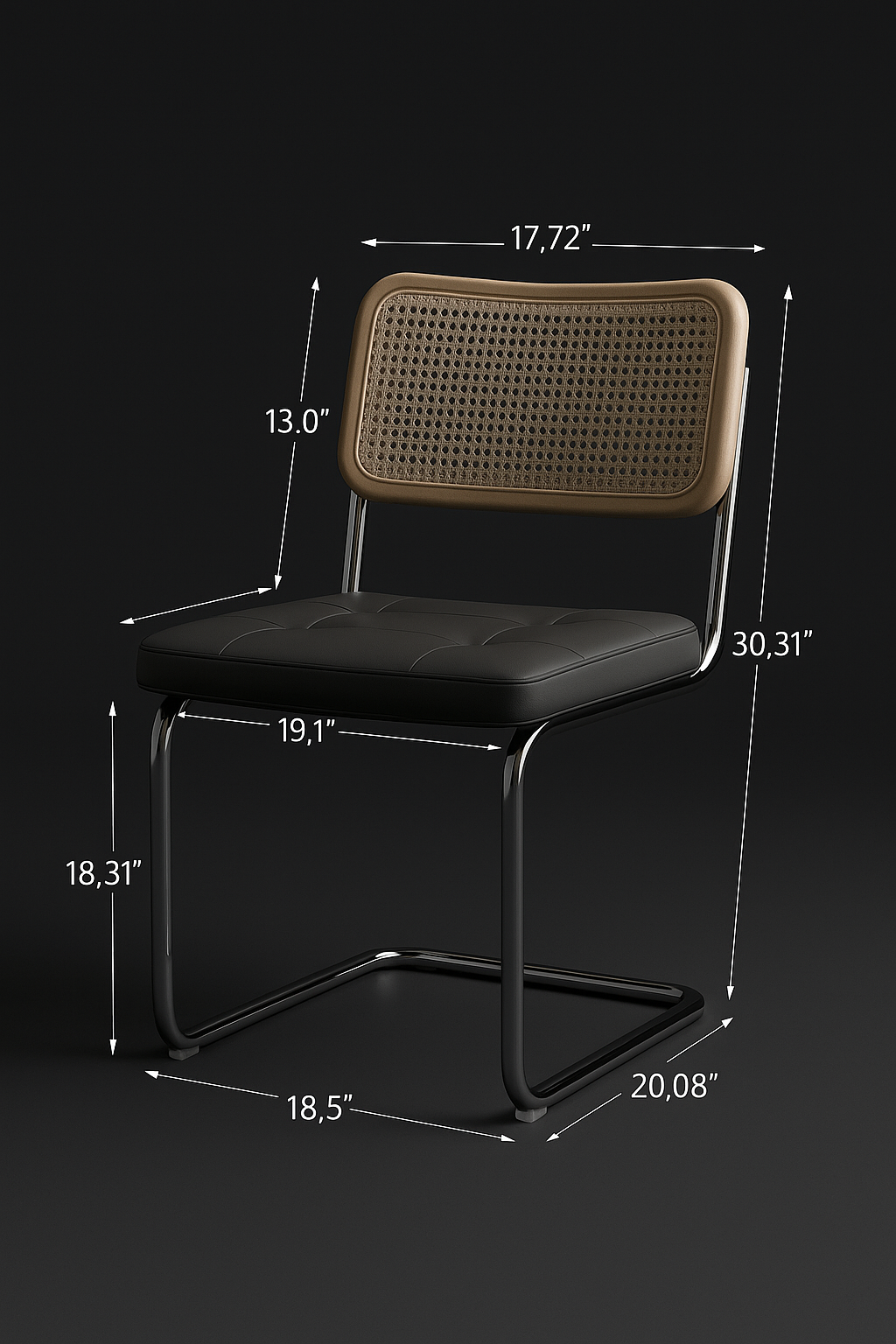 The Omi Rattan Chair — Modern Chrome Frame Set of 4