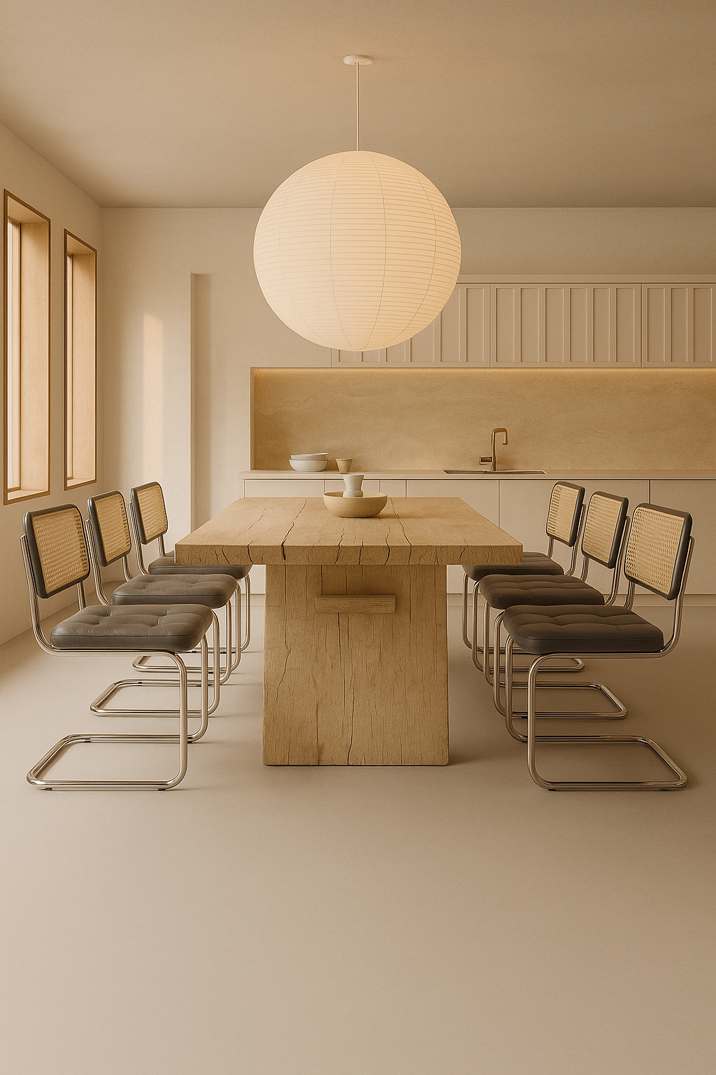 The Omi Rattan Chair — Modern Chrome Frame Set of 4