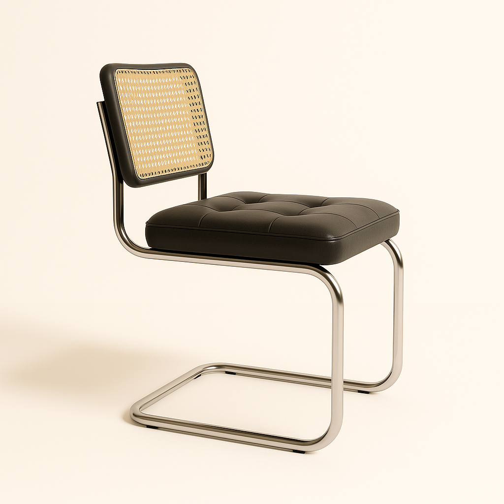 The Omi Rattan Chair — Modern Chrome Frame Set of 4