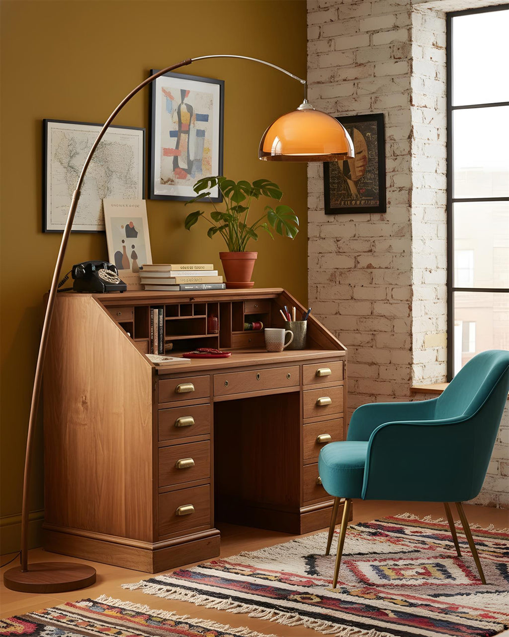 Bauhaus Curved Amber Dome Lamp
