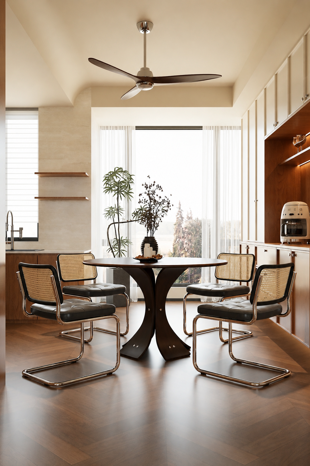 Rattan & Chrome — The Cantilever Dining Chair