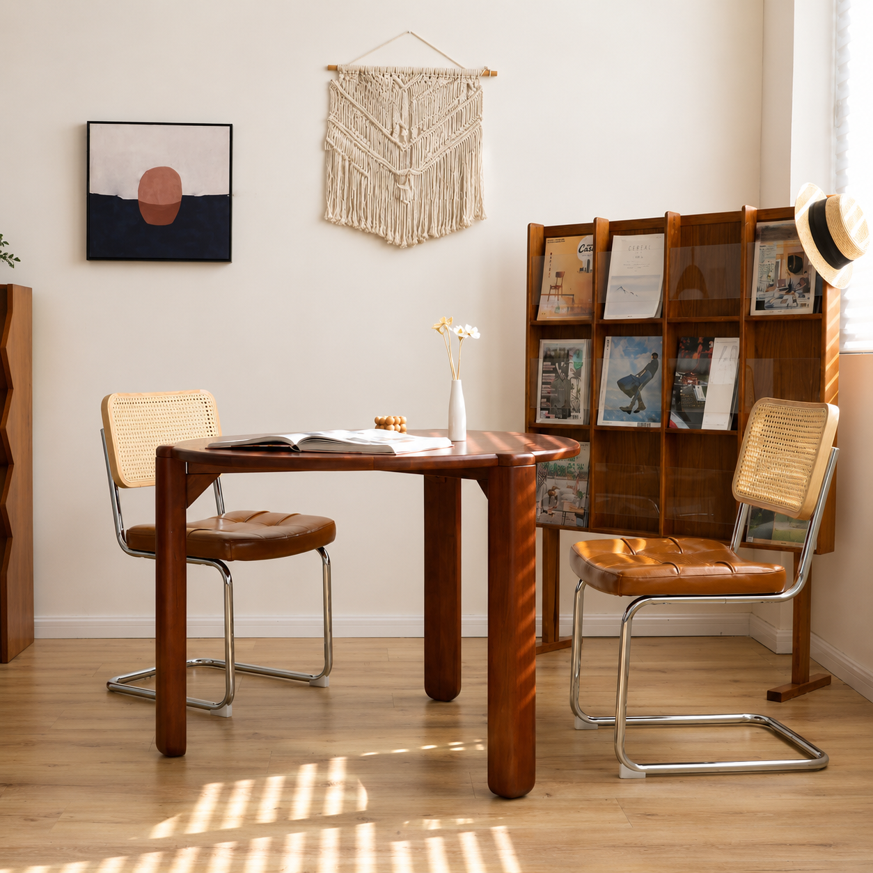 Rattan & Chrome — The Cantilever Dining Chair