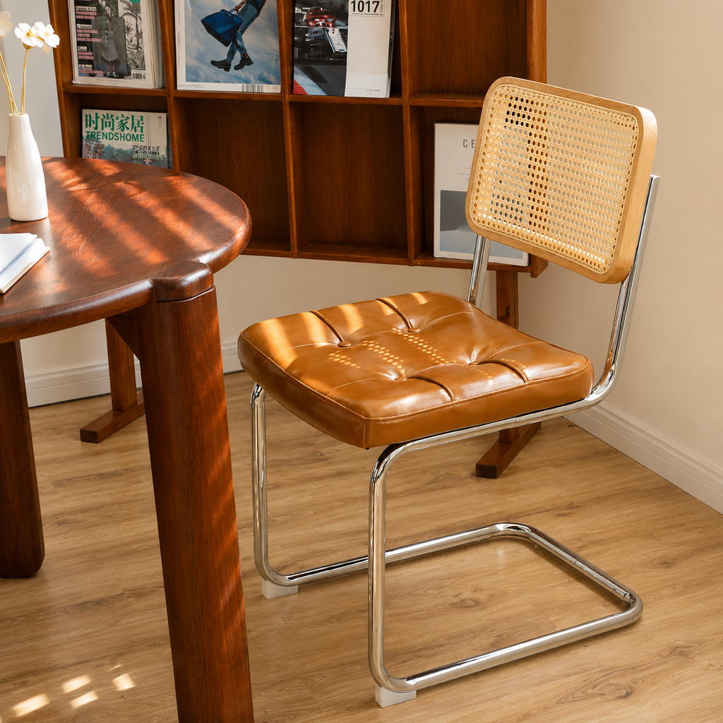 Rattan & Chrome — The Cantilever Dining Chair