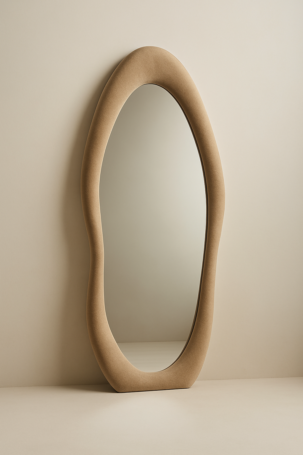 Full Length Mirror, 63" X 24" Wall Mirror, Flannel Wrapped Wood Frame - Wavy Full Body Mirror for Bedroom, Living Room & Cloakro