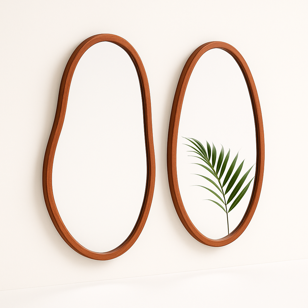 Irregular Wall Mirror Decorative Large Accent Mirror Vanity with Solid Wooden Frame for Livingroom Diningroom Bedroom Hallway