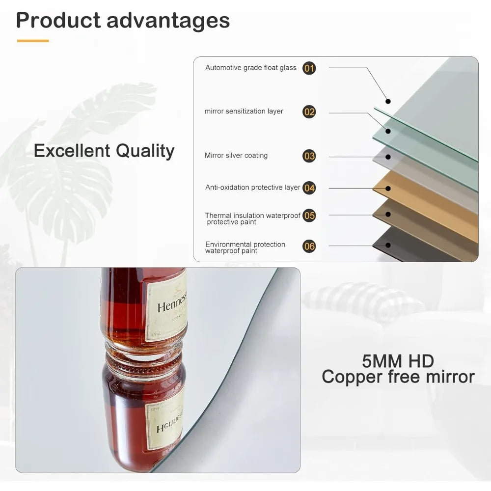 Full Length Mirror, 63" X 24" Wall Mirror, Flannel Wrapped Wood Frame - Wavy Full Body Mirror for Bedroom, Living Room & Cloakro