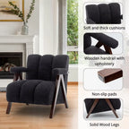 Mid Century Modern Accent Chair with Solid Wood Frame, Boucle Upholstered Living Room Chairs with Thick Cushion